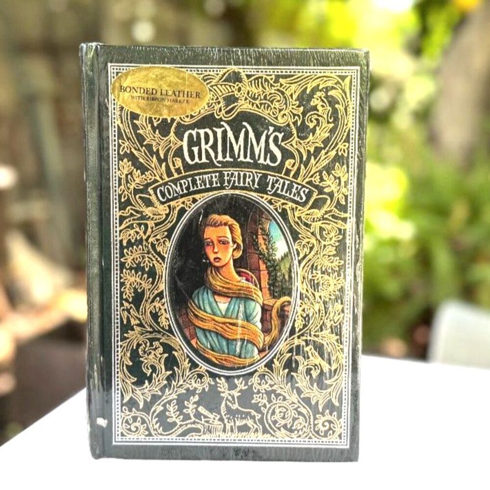 NIP Barnes & Noble Green Leather Grimms Complete Fairy Tales Hardcover Book NEW